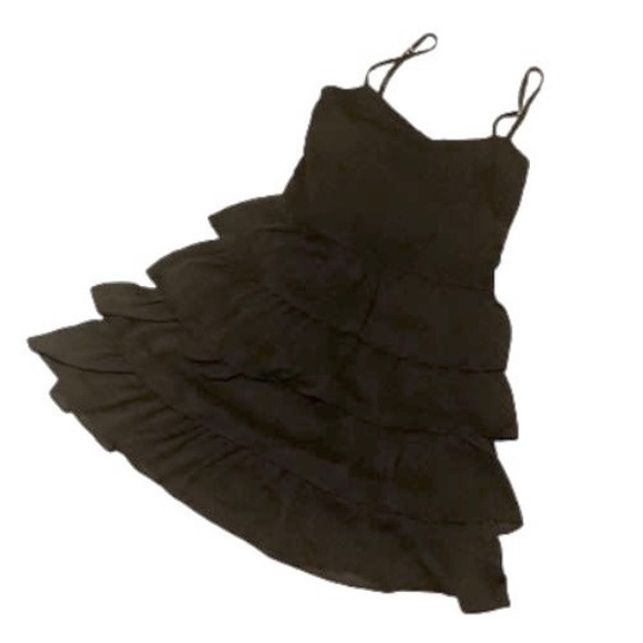 Aeropostale Spaghetti Strap Little Black Dress Layered Skirt and Cinched Top - Picture 3 of 4